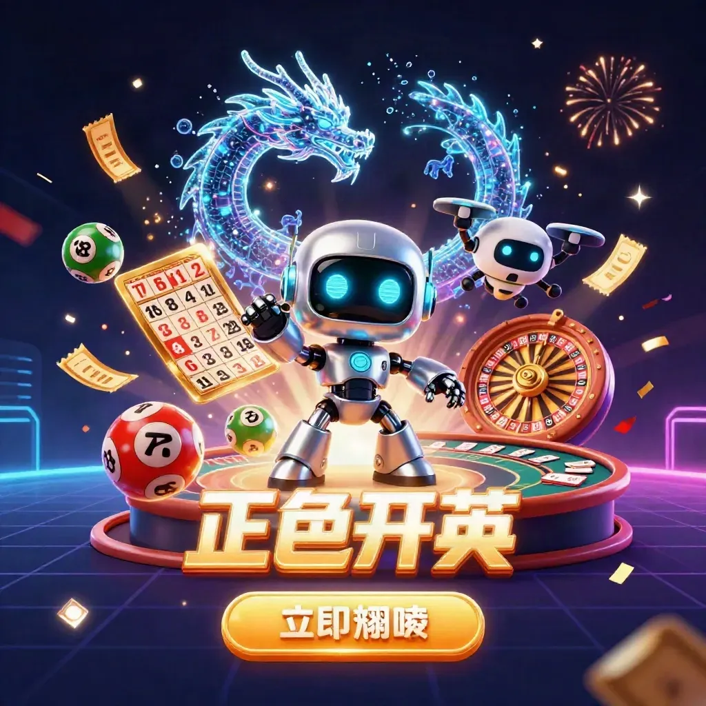Cyberpunk robot, holographic dragon and coin drone amid neon casino effects